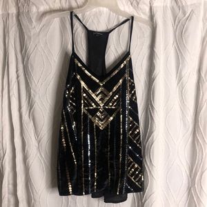 Razor back sequins express tank
